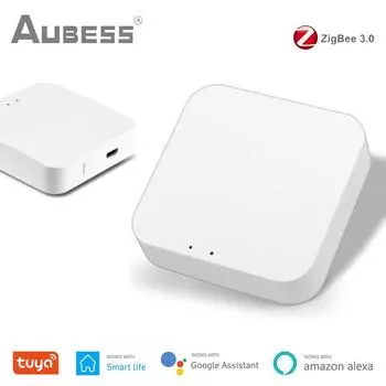AUBESS Tuya Zigbee 3.0 Шлюз-концентратор Беспроводной умный домашний мост Smart Life Пульт дистанционного управления Протокол Zigbee работает с Alexa Google Home