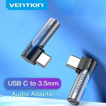 Аудио адаптер Vention Type-c на 3,5 мм USB C «папа» на 3,5 мм «мама» для Xiaomi mi6 huawei P20 10cm чёрный