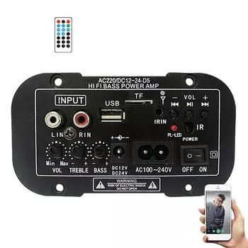 Аудио AMP FM-радио U-диск USB TF плеер Сабвуфер Усилитель Плата Bluetooth-совместимый Поддержка Мобильный телефон Планшетный ПК MP3