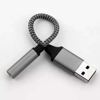 Audio Headphone Adapter USB To 3.5mm Wired Headset Converter Earphone Adapter For Headphones/Phone серый