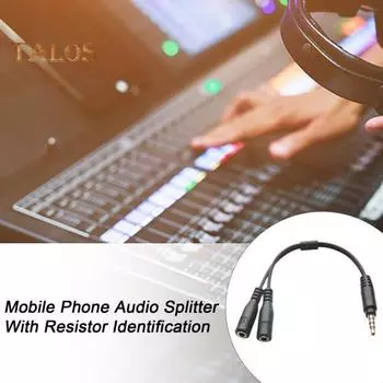 Адаптер для наушников Audio Line с микрофоном, компактный, портативный, универсальный, 3,5 мм, мужской и женский, кабель-адаптер для наушников 20cm чёрный
