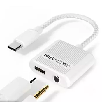 Аудиоадаптер USB C на 3,5 мм и зарядное устройство 2-в-1 мощностью 60 Вт B