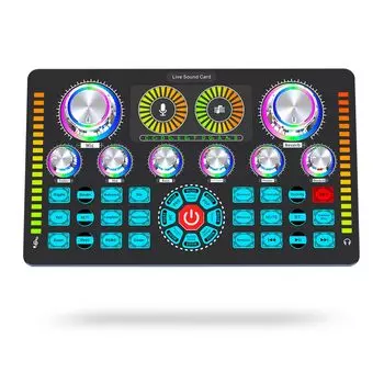 Аудиоинтерфейс BONKYO Караоке Q7 Живая звуковая карта Мужской голос Женский голос Изменитель голоса Аудиомикшер Bluetooth Беспроводной аккомпанемент Трансляция YouTube