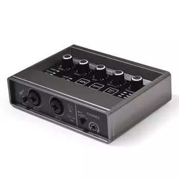 Аудиоинтерфейс Профессиональная запись Аудиоинтерфейс XLR DSP Reverb Звуковая карта с фантомным питанием 48 В чёрный