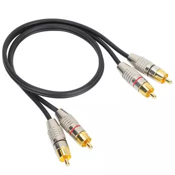 Аудиокабель 2RCA «папа» на 2RCA «папа» Аудиокабель с разъемом из алюминиевого сплава для Xbox 360 Black 0.5m