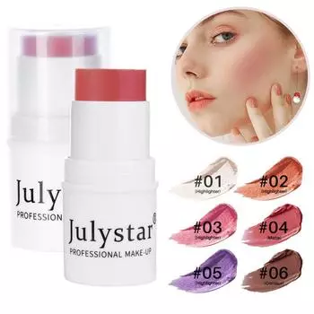 Auguststar Одноцветные матовые контурирующие румяна Шесть цветов Highlight Brightening Rouge Blush