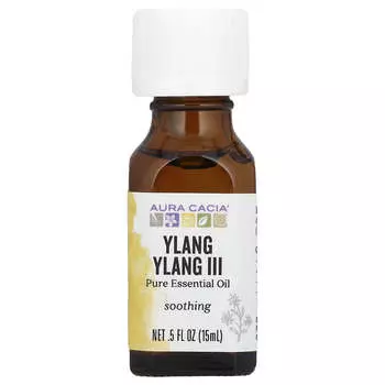 Aura Cacia, 100% чистое эфирное масло, иланг-иланг III, чувственное, 0,5 жидких унций (15 мл)