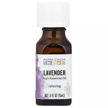 Aura Cacia, 100% чистое эфирное масло, лаванда, 0,5 жидких унций (15 мл)