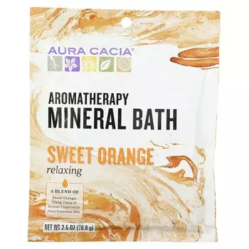 Aura Cacia, ароматерапевтическая минеральная бомбочка для ванны, расслабляющий сладкий апельсин, 70,9 г (2,5 унции)