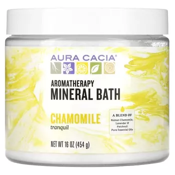 Aura Cacia, Ароматерапевтическая минеральная бомбочка для ванны, спокойная ромашка, 16 унций (454 г)