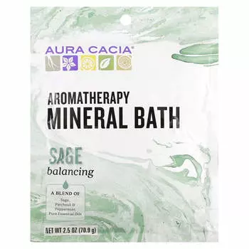 Aura Cacia, Ароматерапевтическая минеральная ванна, Балансирующий шалфей, 2,5 унции (70,9 г)
