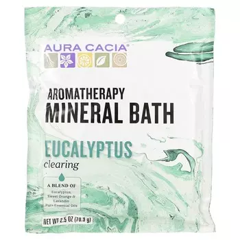 Aura Cacia, Ароматерапевтическая минеральная ванна, очищающий эвкалипт, 2,5 унции (70,9 г)