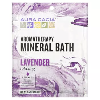 Aura Cacia, Ароматерапевтическая минеральная ванна, расслабляющая лаванда, 2,5 унции (70,9 г)