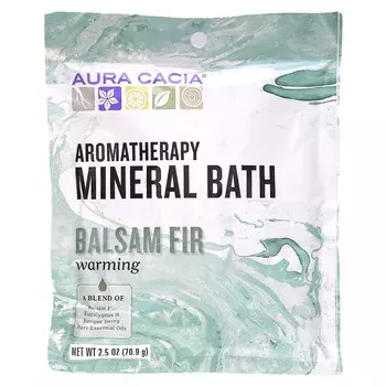 Aura Cacia, Ароматерапевтическая минеральная ванна, согревающий бальзам пихты, 2,5 унции (70,9 г)