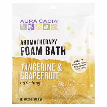 Aura Cacia, Ароматерапевтическая пена для ванны, освежающий мандарин и грейпфрут, 2,5 унции (70,9 г)