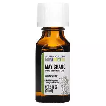 Aura Cacia, чистое эфирное масло, May Chang, 0,5 жидких унций (15 мл)