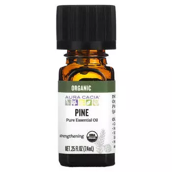 Aura Cacia, чистое эфирное масло, органическая сосна, 0,25 жидких унций (7,4 мл)