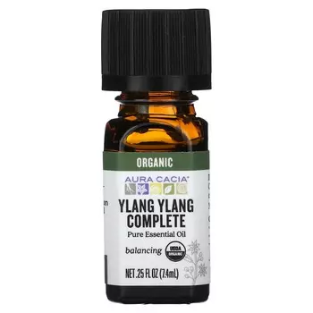 Aura Cacia, чистое эфирное масло, органический иланг-иланг, 0,25 жидких унций (7,4 мл)