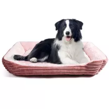 Aurako Pet Dog Cat Pet Square Cold Protection Cage Soft for Elderly Large XL Bed, Cushion, Bed, Sofa, Type, Anti-Slip, Mat, Bed, Winter, Summer, розовый