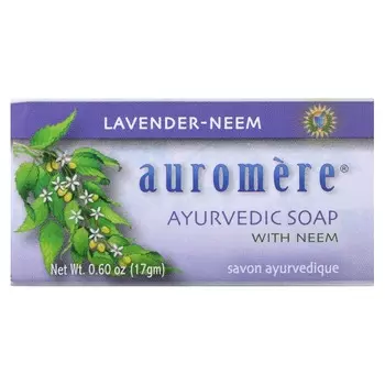 Auromere, Аюрведическое мыло с нимом, лаванда-ним, 0,6 унции (17 г)