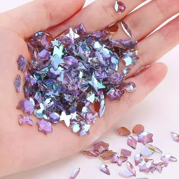 Aurora Phantom Purple Nail Art Flat Bottom Special-Shaped Diamond Diy Manicure Nail Art Jewelry 50 pcs/bag