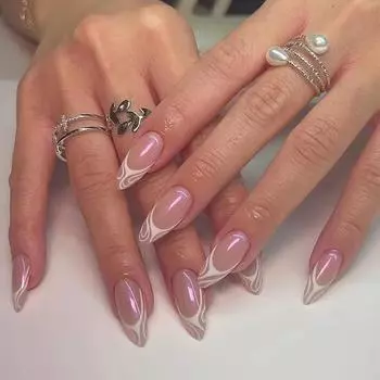 Aurora Simple Flash Fake Nails Wear French Line Nail Removable Nail Patch Nail Patch