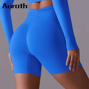Auroth сексуальные персиковые шорты для йоги, женские эластичные шорты для тренировок с эффектом пуш-ап, высокая талия, спортивные шорты для фитнеса S лавандовый