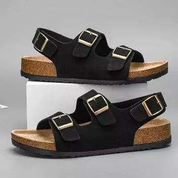 Authentic Leather Shoes Man Slippers Men s Dad Sandals Man Summer 2024 Mens Sandal Low Price Shoe Social Shoe Male Slipers Flat 43-44