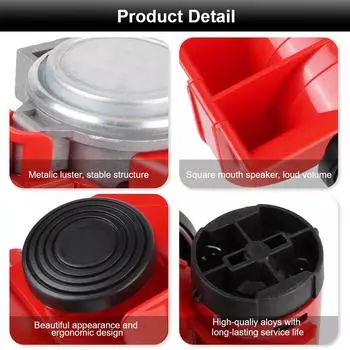 Auto Trumpets 12V Ship Car Air Horn Car Air Pump Horn Set Waterproof Super Loud For Boat Truck SUV With Wires and Relay 12V красный