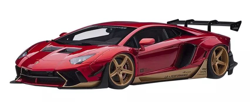 AUTOart 1/18 Liberty Walk LB-WORKS Lamborghini Aventador Limited Edition Hyper Red/Gold Accent Готовый продукт 79182