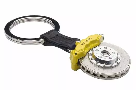 AUTOartDESIGN Brake Disc Key Chain Yellow Caliper Finished Product 6-POT