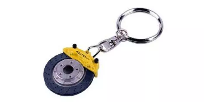 AUTOartDESIGN Ceramic Brake Disc Key Chain Finished Product (Yellow Caliper)