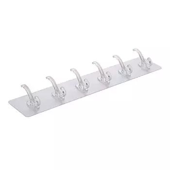 Autohesion Traceless for Bathroom,Kitchen Wall Hooks Key Holder Clothes Hanger Storage Rack 6 row