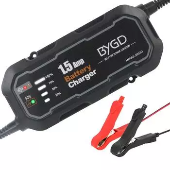 Automatic Battery Trickle Charger with LED for Car/RV/ATV/Boat 12V 1500mA Automatic Smart Motorcycle Battery Charger Maintainer