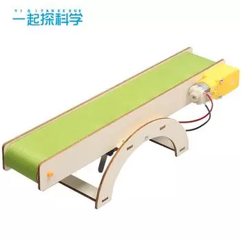 Automatic Lift Conveyor Belt Science and Technology Small Production/Diy Students Electric Conveyor Belt Science Experiment Interesting зелёный/древесина