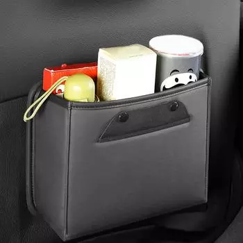 Automotive Seat Back Organizers Car Garbage Can Backseat Storage Bin PU Leather Car Trash Can Front Seat Automotive Garbage чёрный