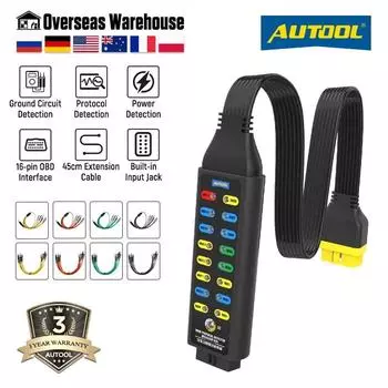 AUTOOL OBD2 Автомобильный диагностический протокол Детектор BreakOut Box Тестер OBDII Диагностический сканирующий инструмент Помощник BreakOut Box CHINA