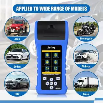 Autory BD500 Car Battery Tester With Printer Cranking Charging Test Battery Analyzer Tester Automobile Battery Capacity Max Load CHINA