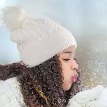 Autumn and Winter Coarse Wool Wool Ball Knitted Hat Twist Woolen Hat Women s Wild Solid Color Ear Protection To Keep Warm 55-60CM чёрный