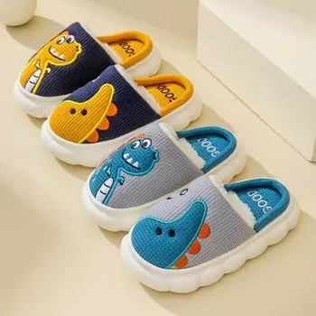 Autumn and winter cotton slippers cute parent-child men and women hair slippers indoor household non-slip couple warm cotton shoes wholesale 36-37 (suitable for sizes 35-36)