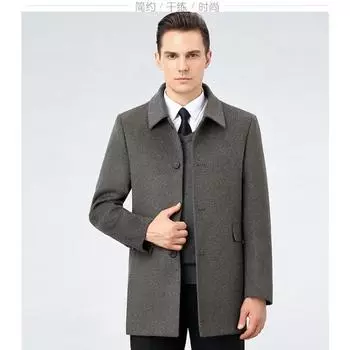 Autumn and winter double-sided cashmere coat middle-aged men s goose down thickened large size coat dad s outfit 170