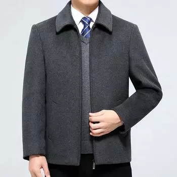 Autumn and winter double-sided cashmere woolen coat men s middle-aged wool short coat casual loose dad wear 170