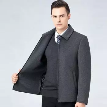 Autumn and winter double-sided woolen jacket business men s cashmere jacket woolen coat removable down lining cashmere coat 170