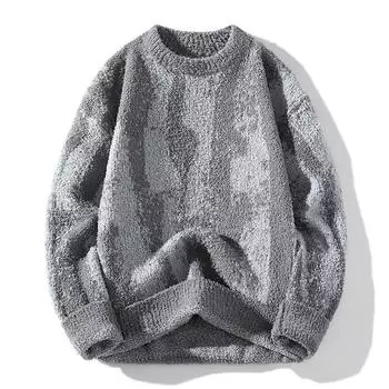 Autumn and Winter Gradient Mink Sweater Men Round Neck Pullover Sweater Men New Style Gradient Inner Base Knitted M