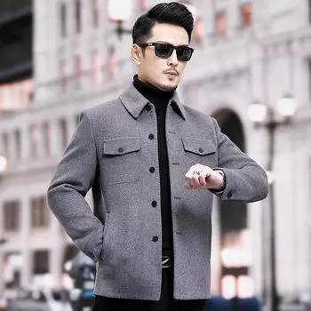 Autumn and winter handmade double-sided woolen shirt version wool lapel jacket business casual woolen coat men s jacket 170