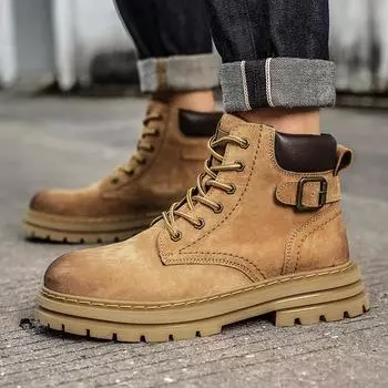 Autumn and winter men s boots Fashionable retro design style Business Party Office outdoor motorcycle adult quality Casual shoes 39 коричневый