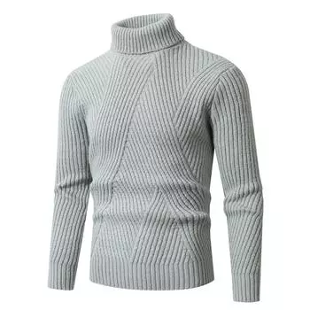 Autumn and Winter Men s Clothing Thickened Base Warm Sweater Men s Pullover Turtleneck Knitted Sweater M серый