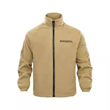 Autumn and Winter Men s Fleece Stand-up Collar Casual Jacket Thickened Warm Lamb Fleece Jacket Men S чёрный
