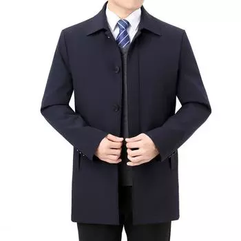 Autumn and winter middle-aged men s down jackets, lightweight lapels, mid-length windbreakers, removable liner down jackets 170