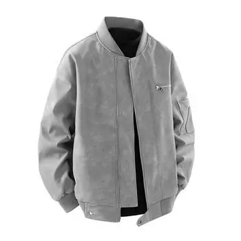 Autumn and Winter New American Pilot Motorcycle Leather Jacket Men s Loose Casual Men s Handsome Wild Retro Coat. M